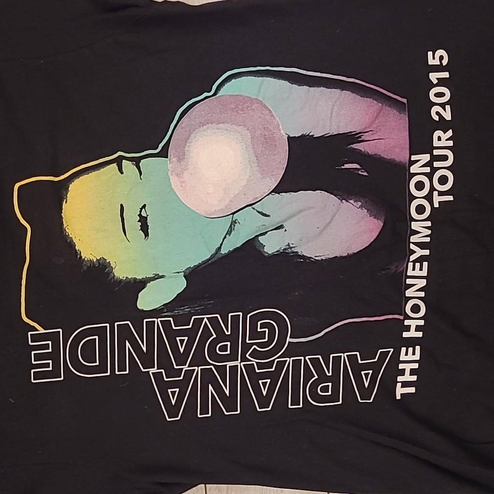 ARIANA GRANDE Honeymoon Tour Black Cotton Sz XL Mens Unisex Tee Shirt 2015‎